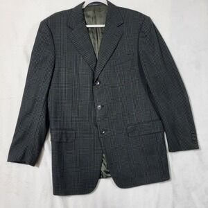 Ermenegildo Zegna Blazer Mens 40R Gray Plaid Wool Sport Coat Made In Italy